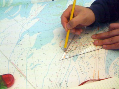 SBF See Navigation, Seekarte, Zirkel, Kursdreieck